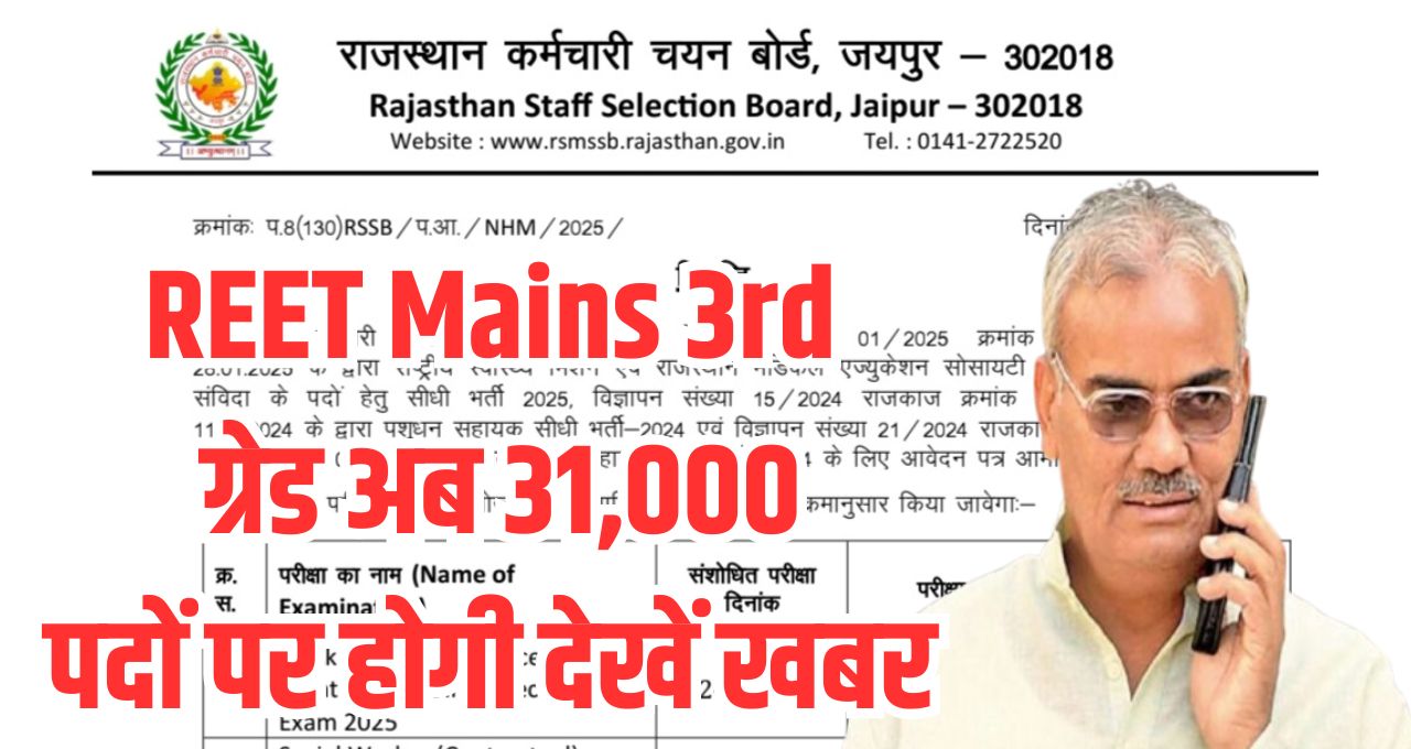 REET Mains 3rd Grade Vacancy 2025