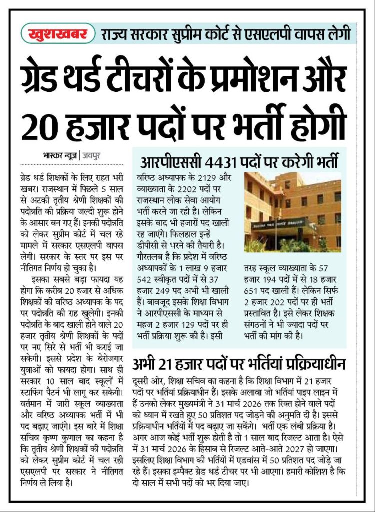 REET Mains 3rd Grade Bharti 2025