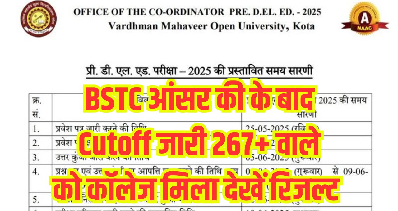 Rajasthan Pre BSTC Result Cutoff 2025