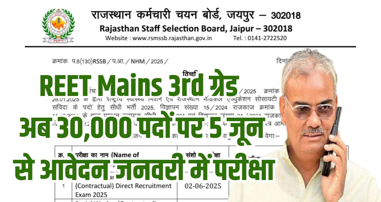 REET Mains 3rd Grade Bharti 2025