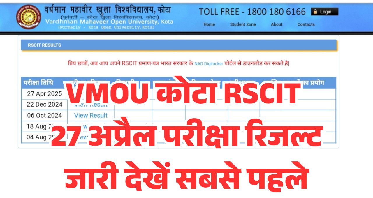 VMOU RKCL RSCIT 27 April 2025 Result